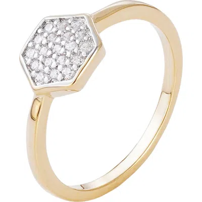 Adornia 14k Gold Plated Pavé Cubic Zirconia Mini Hexagon Ring