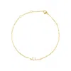 Adornia 14k Gold Plated Pave Cz Sideways Initial Anklet In Gold