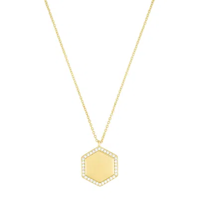 Adornia 14k Gold Plated Pave Hexagon Pendant Necklace