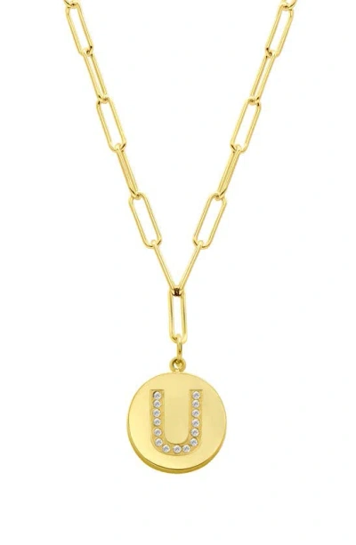 Adornia 14k Gold Plated Pavé Initial Pendant Necklace In Gold-u