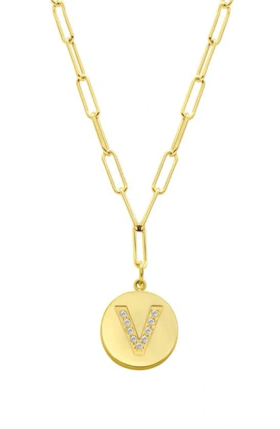 Adornia 14k Gold Plated Pavé Initial Pendant Necklace In Gold-v
