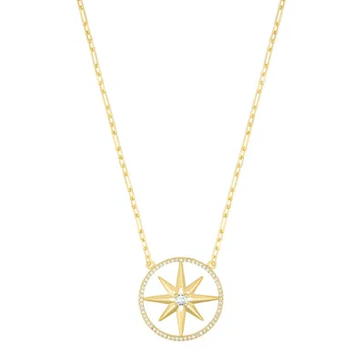 Adornia 14k Gold Plated Pave Starburst Necklace