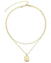 Adornia 14k Gold Plated Pave Tag Pendant And Herringbone C