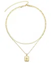 Adornia 14k Gold Plated Pave Tag Pendant And Herringbone C