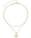 Adornia 14k Gold Plated Pave Tag Pendant And Herringbone C