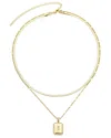 Adornia 14k Gold Plated Pave Tag Pendant And Herringbone C
