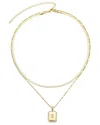 Adornia 14k Gold Plated Pave Tag Pendant And Herringbone C