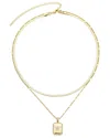 Adornia 14k Gold Plated Pave Tag Pendant And Herringbone C