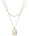 Adornia 14k Gold Plated Pave Tag Pendant And Herringbone C