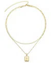 Adornia 14k Gold Plated Pave Tag Pendant And Herringbone C