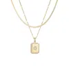 Adornia 14k Gold Plated Pave Tag Pendant And Herringbone Chain Necklace Set