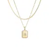 Adornia 14k Gold Plated Pave Tag Pendant And Herringbone Chain Necklace Set In Gold