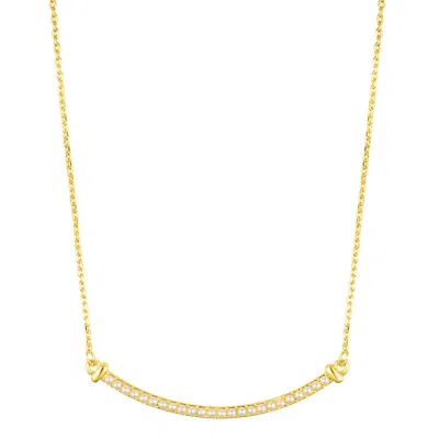 Adornia 14k Gold Plated Pearl Curved Bar Necklace In White