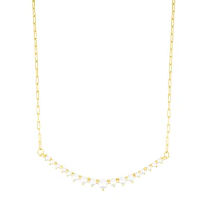 Adornia 14k Gold Plated Pearl Curved Bar Necklace In White