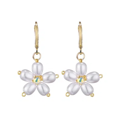 Adornia 14k Gold Plated Pearl Flower Huggie Earrings