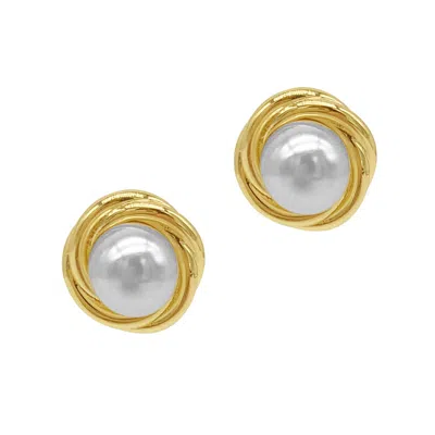 Adornia 14k Gold Plated Pearl Framed Earrings In Silver