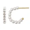 Adornia 14k Gold Plated Pearl Huggie Hoops In Silver