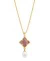 ADORNIA 14K GOLD-PLATED MOTHER-OF-PEARL FLOWER WITH CULTURED FRESHWATER PEARL DROP NECKLACE