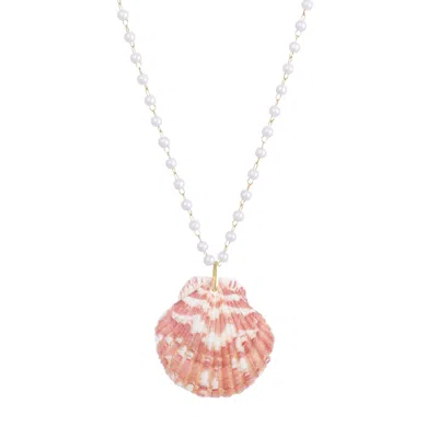 Adornia 14k Gold Plated Pink Shell Rosary Pearl Necklace