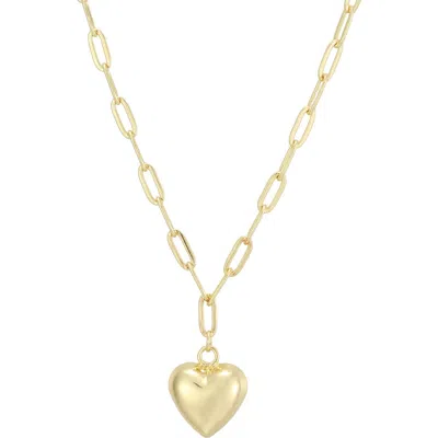Adornia 14k Gold Plated Puffy Heart Pendant Necklace