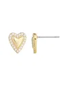 Adornia 14k Gold Plated Puffy Mini Halo Cz Heart Stud Earrings