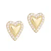 Adornia 14k Gold Plated Puffy Mini Halo Cz Heart Stud Earrings In Gold