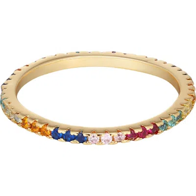 Adornia 14k Gold Plated Rainbow Cubic Zirconia Eternity Band Ring In Pink