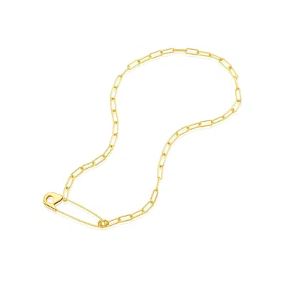 Adornia 14k Gold Plated Safety Pin Paper Clip Chain Necklace