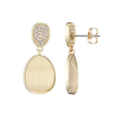 Adornia 14k Gold Plated Satin Finish Crystal Drop Earrings