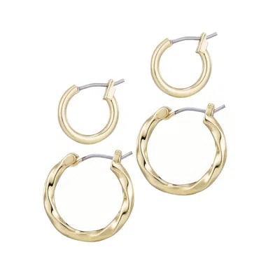 Adornia 14k Gold Plated Set Of 2 Hoop Earrings