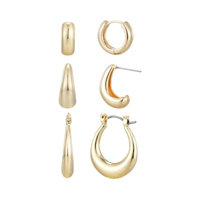 Adornia 14k Gold Plated Set Of 3 Hoop Earrings Set