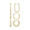 Adornia 14k Gold Plated Set Of 3 Hoop Earrings Set In Gold