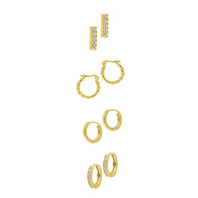 Adornia 14k Gold Plated Set Of 4 Earrings