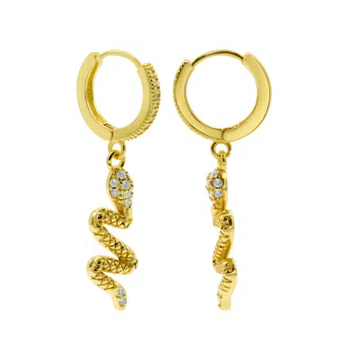 Adornia 14k Gold Plated Snake Dangle Huggie Hoop Earrings