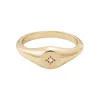 Adornia Gold Cubic Zirconia Starbust Signet Pinky Ring In Gold
