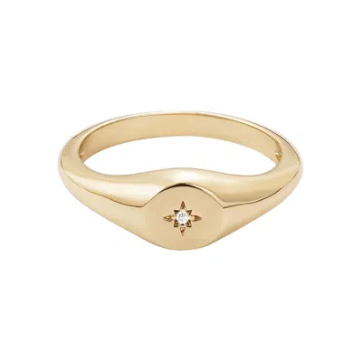 Adornia 14k Gold Plated Starbust Signet Pinky Ring