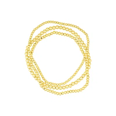 Adornia 14k Gold Plated Stretch Ball Bracelet Set