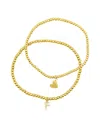 ADORNIA 14K GOLD-PLATED STRETCH BRACELET SET WITH MINI CRYSTAL INITIAL