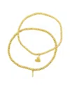 Adornia 14k Gold Plated Stretch Bracelet Set With Mini Crystal Initial In Gold- I