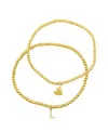 Adornia 14k Gold-plated Stretch Bracelet Set With Mini Crystal Initial In Gold- L