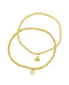 ADORNIA 14K GOLD-PLATED STRETCH BRACELET SET WITH MINI CRYSTAL INITIAL