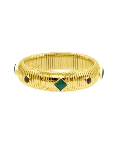 Adornia 14k Gold-plated Tall Omega Bracelet With Color Stone In Multi