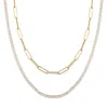 Adornia Paper Clip Chain And Tennis Necklace Set Gold In Gold