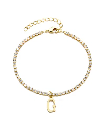 Adornia 14k Gold Plated Tennis Bracelet With Initial Charm