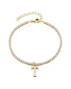 Adornia 14k Gold Plated Tennis Bracelet With Initial Charm