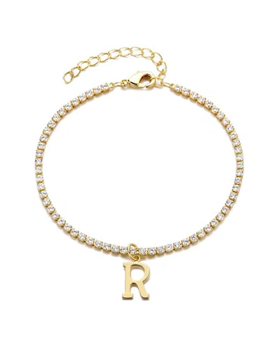 Adornia 14k Gold Plated Tennis Bracelet With Initial Charm