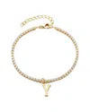 Adornia 14k Gold Plated Tennis Bracelet With Initial Charm