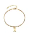 Adornia 14k Gold Plated Tennis Bracelet With Initial Charm In Gold