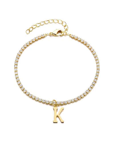 Adornia 14k Gold Plated Tennis Bracelet With Initial Charm