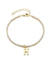 Adornia 14k Gold Plated Tennis Bracelet With Initial Charm
